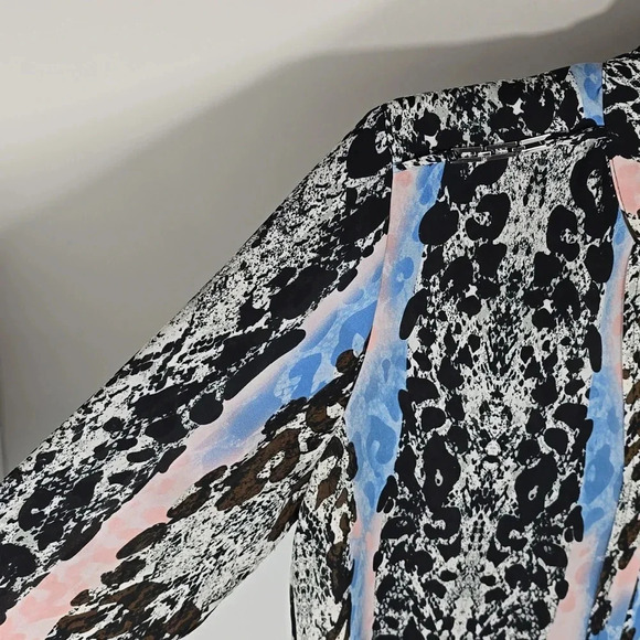 {NY Collection} Women's Mixed Print Long Sleeve Blouse - Size Medium - Picture 7 of 12